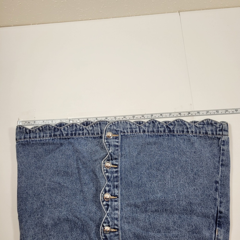 Harper Heritage Denim Mini Skirt Womens L Blue Excellent Scalloped Button Front - Picture 5 of 8